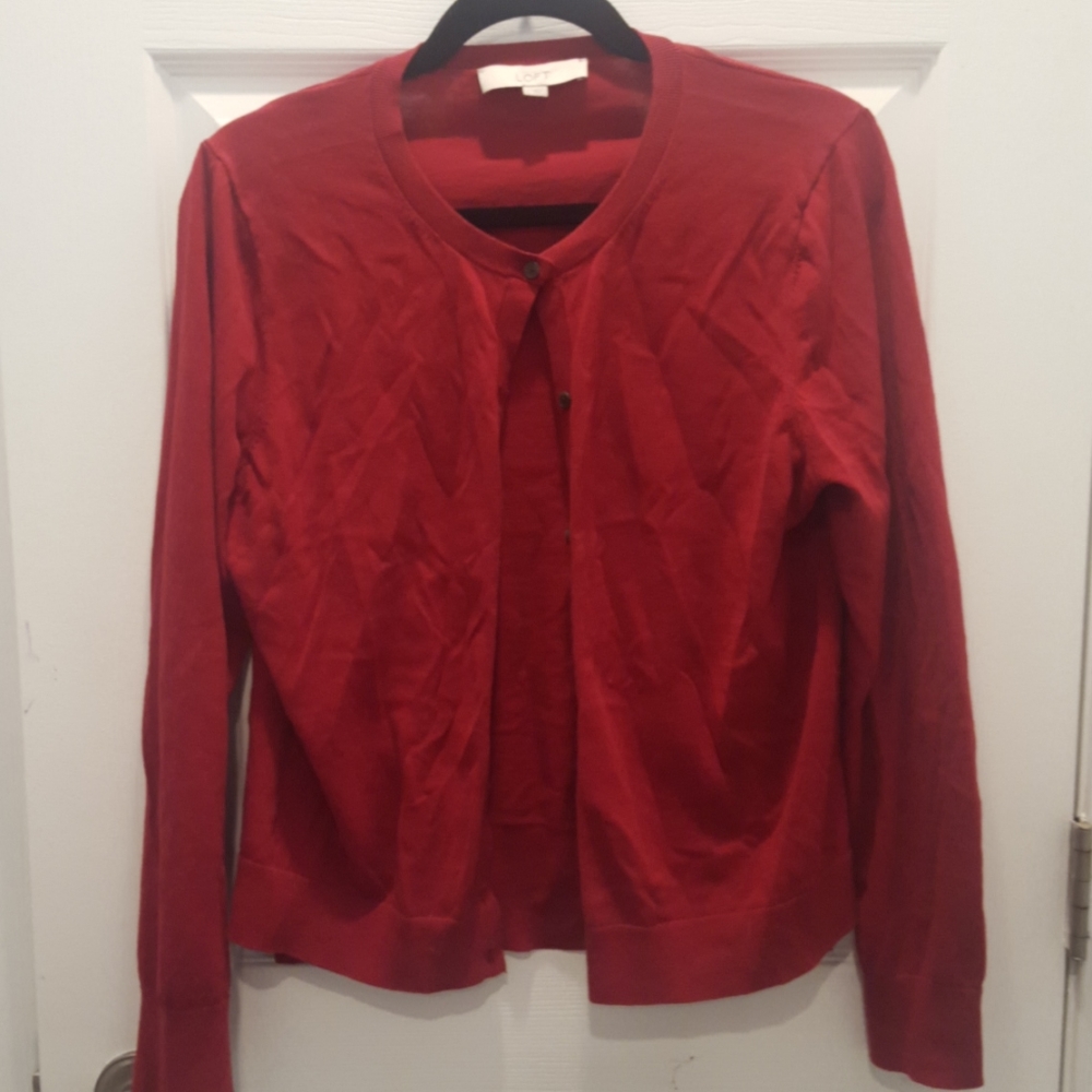 Red button down cardigan